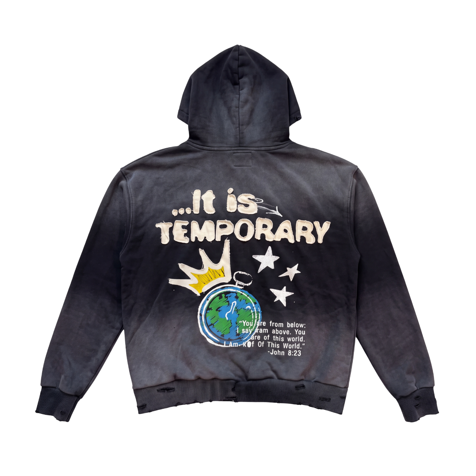 "DENY THE WORLD" Hoodie Black