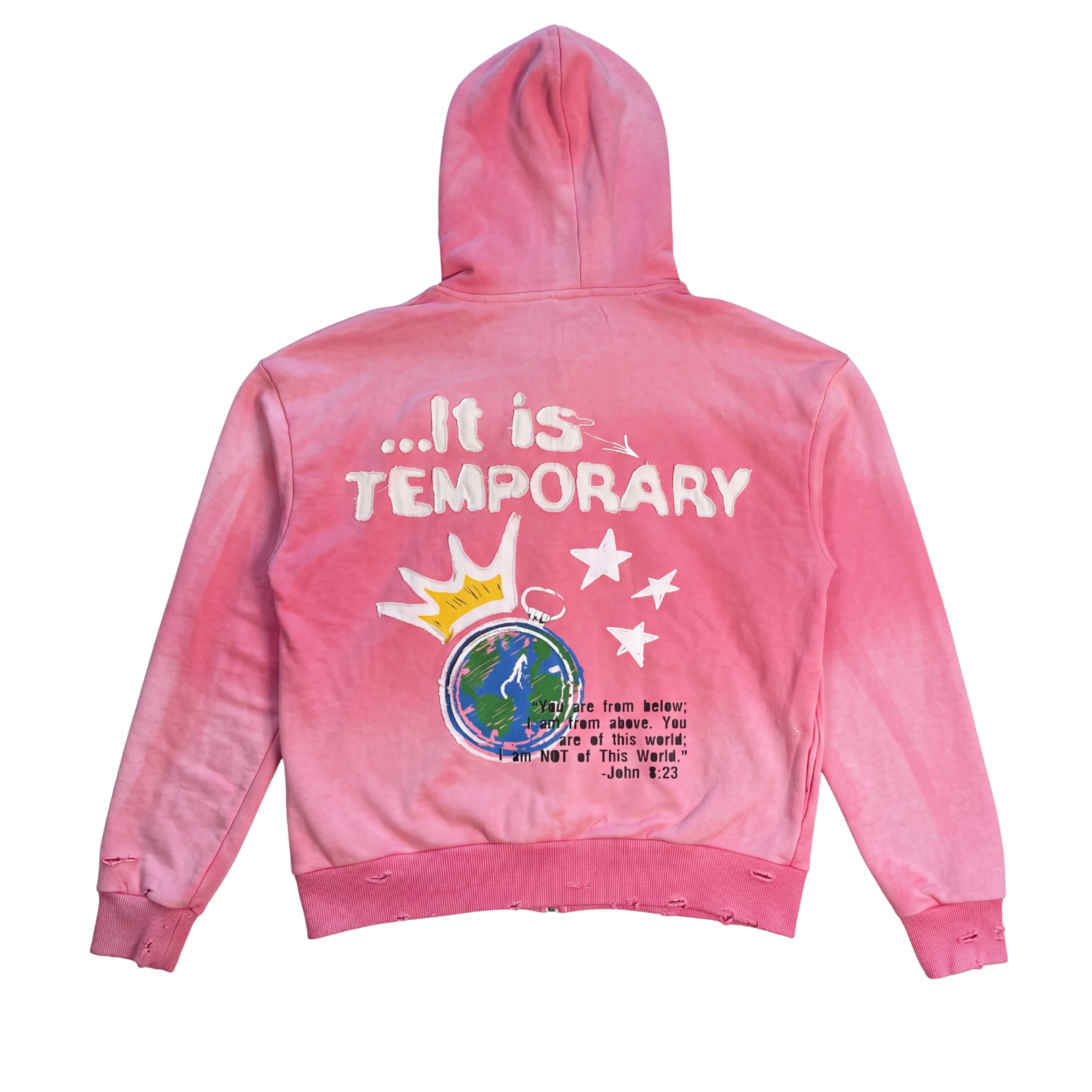 "DENY THE WORLD" Hoodie Pink