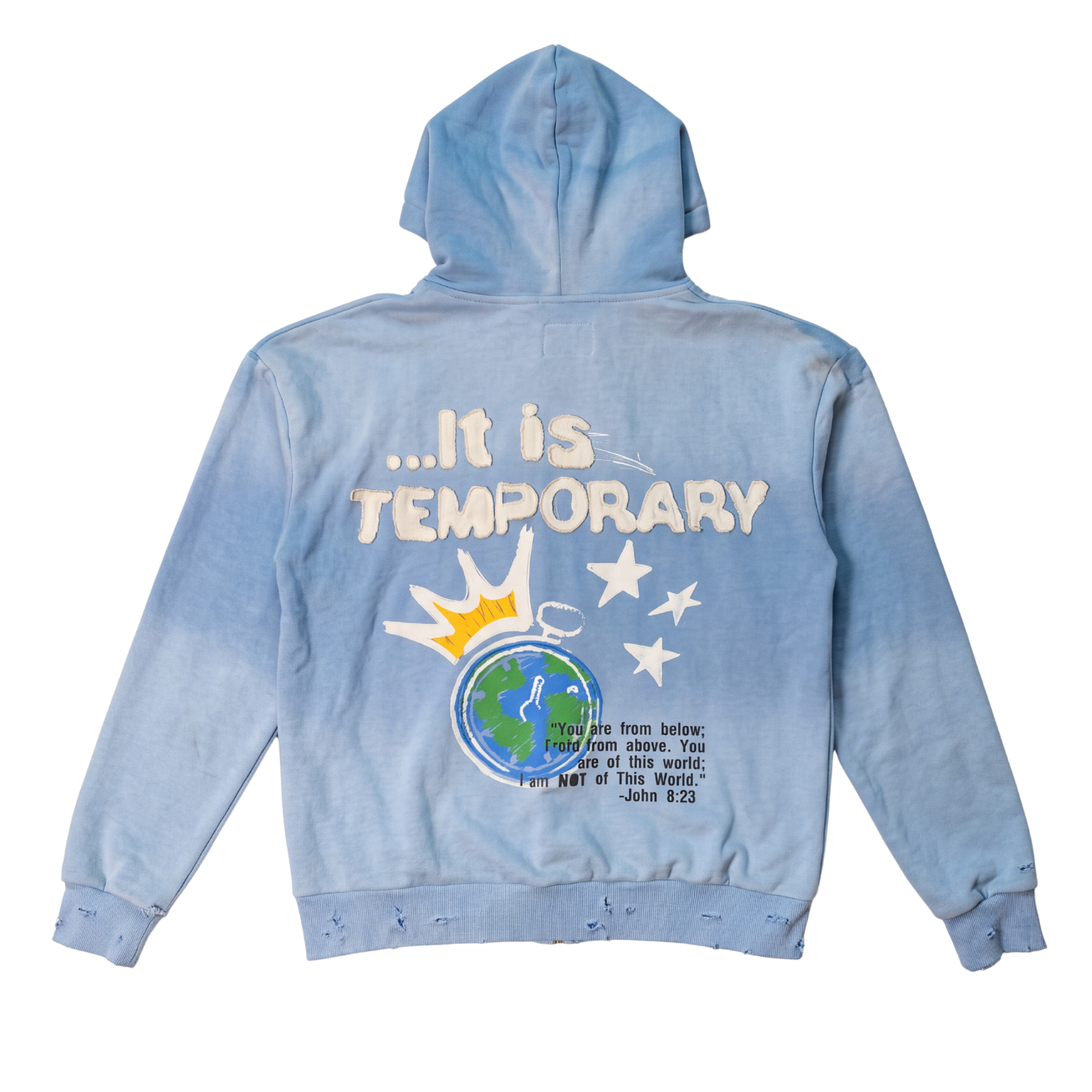 "DENY THE WORLD" Hoodie Blue